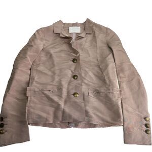 lanvin paris raw hem light pink 100% silk blazer coat size 36